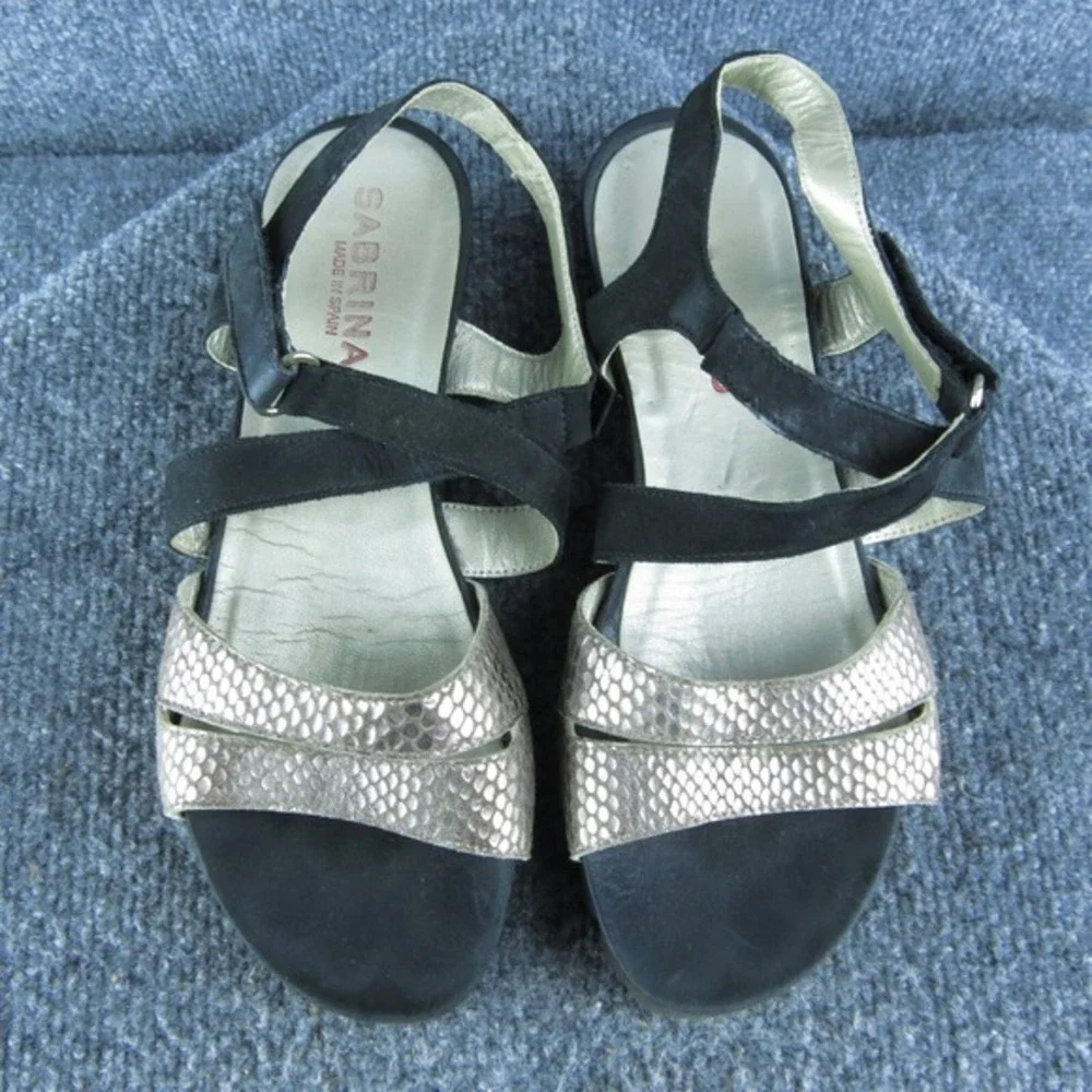 Sabrinas  Women Strappy Sandal‎ Shoes Size 38 Medium Black Leather